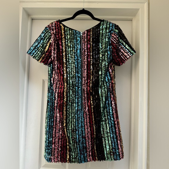 Lulus Multi Color Stripe Sequin Mini Dress - Picture 5 of 10